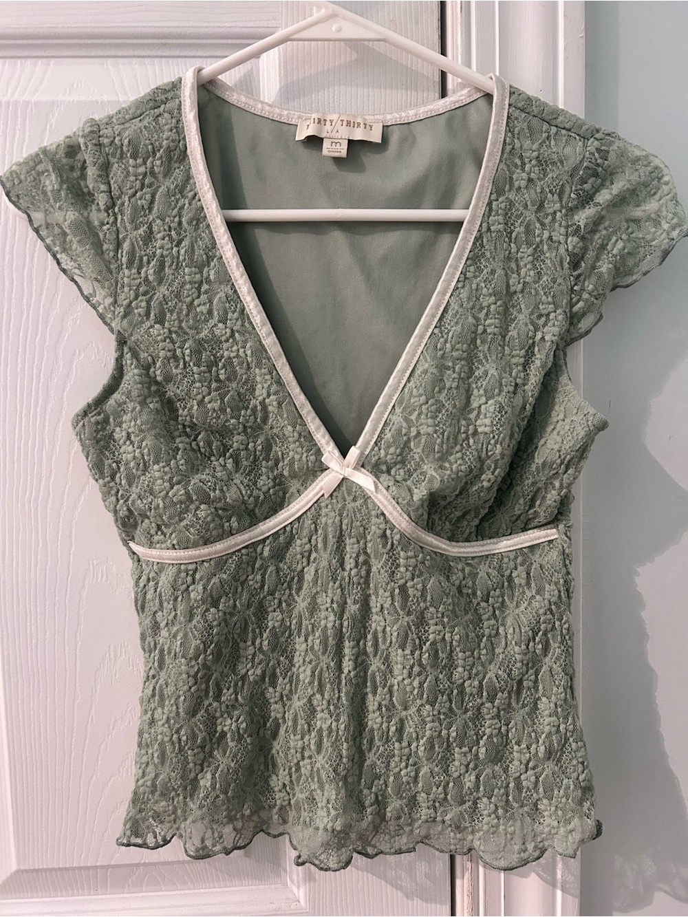 Thirty/Thirty LA Sage Lace Deep V Top